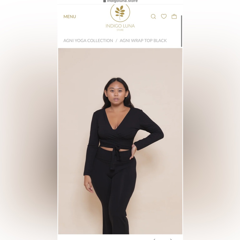 Agni wrap top black and Agni flares black set
